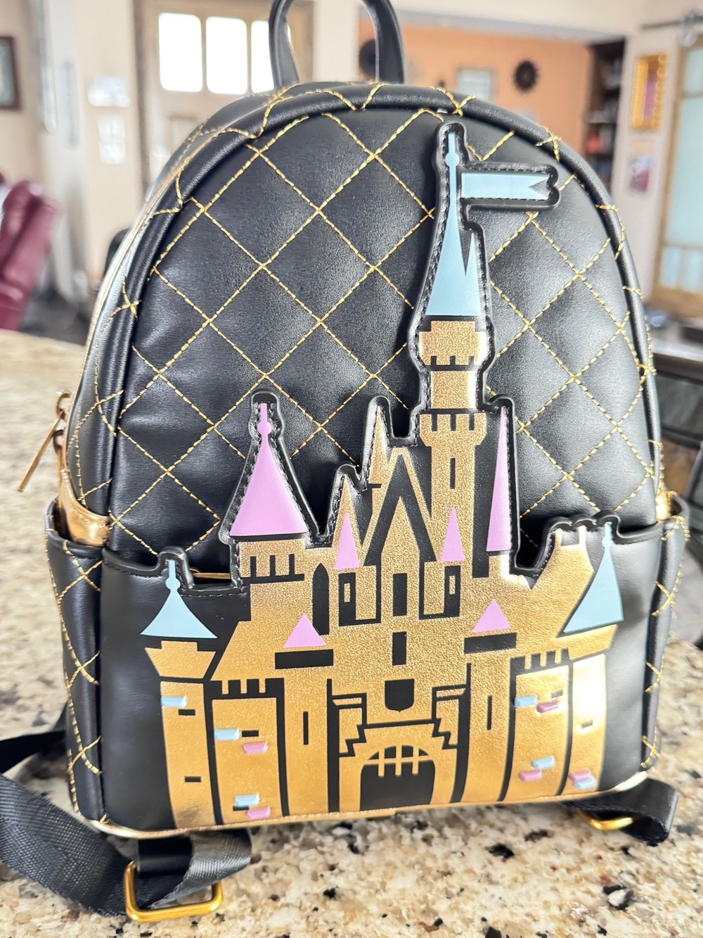 Disney Black loungefly with castle 'Disneyland 70 Resort' Logo